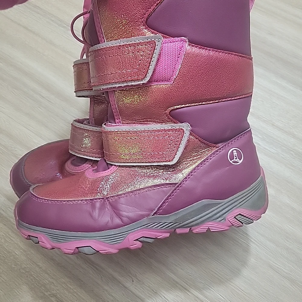 Lands' End Girls Pink/ Purple Snowboots  Insulated Waterproof‎ Size 4M